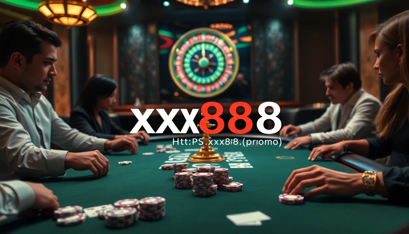 Feel the thrill of winning at https://xx88.promo/, featuring a stylish casino scene with poker tables and vibrant gameplay.