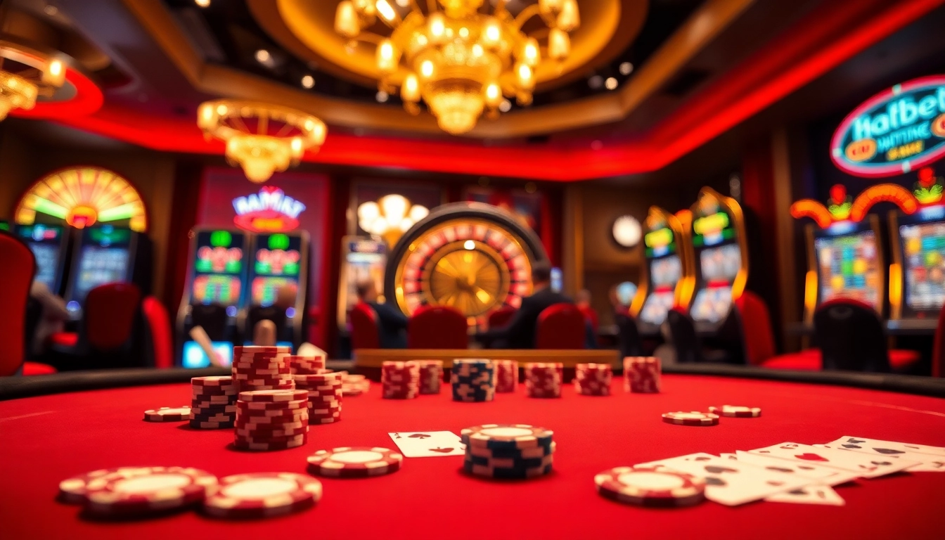 Engaging gamblers at a luxurious poker table, showcasing usbet with vibrant casino elements.