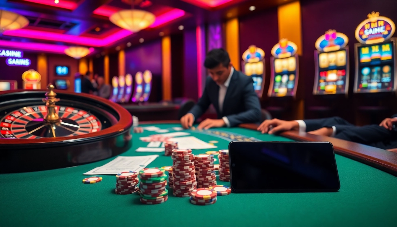 Experience the thrill of gaming with S8 at a professional poker table surrounded by vibrant casino elements.