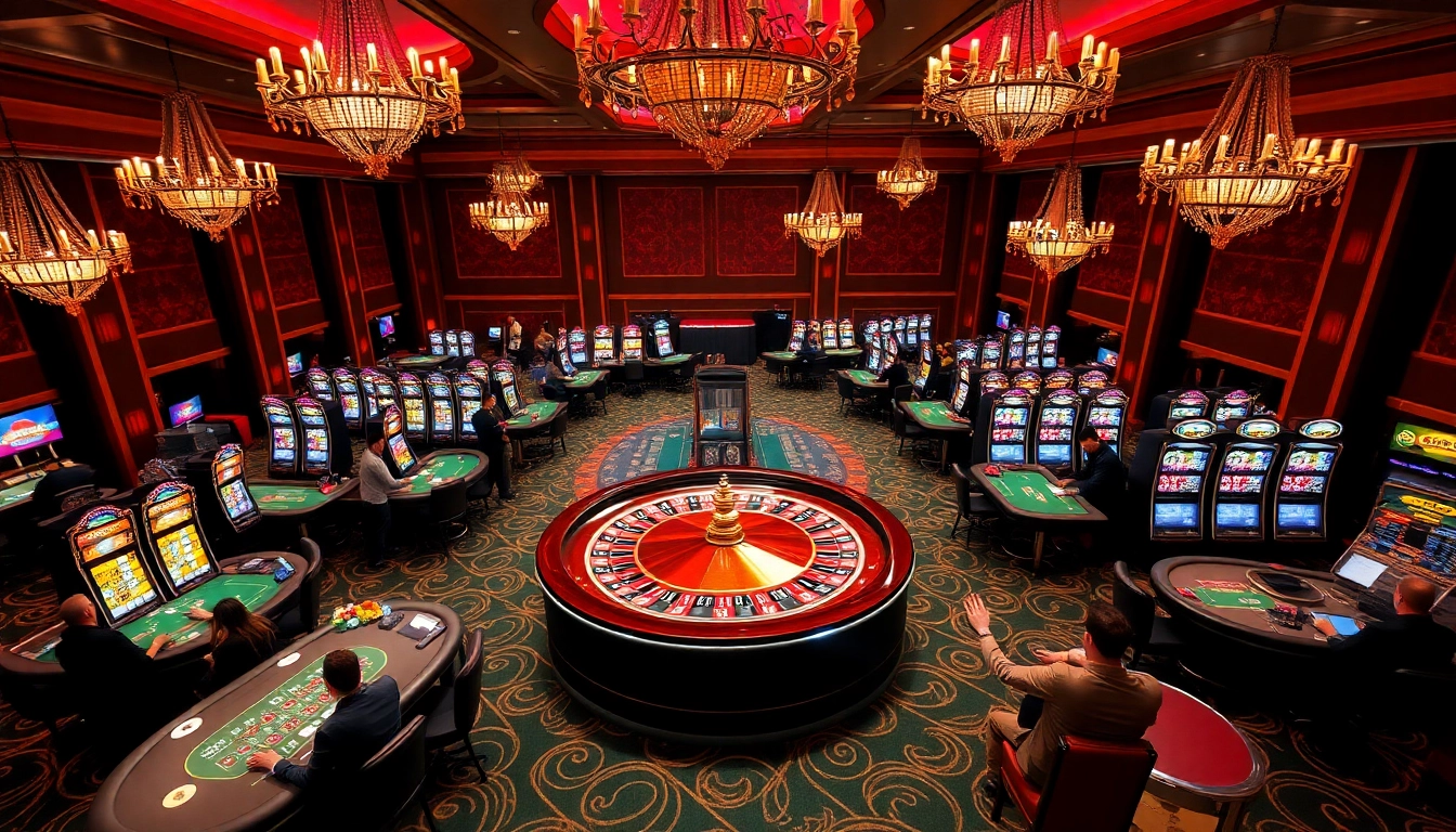 Players enjoying thrilling games at a luxurious casino with 888b gaming elements.
