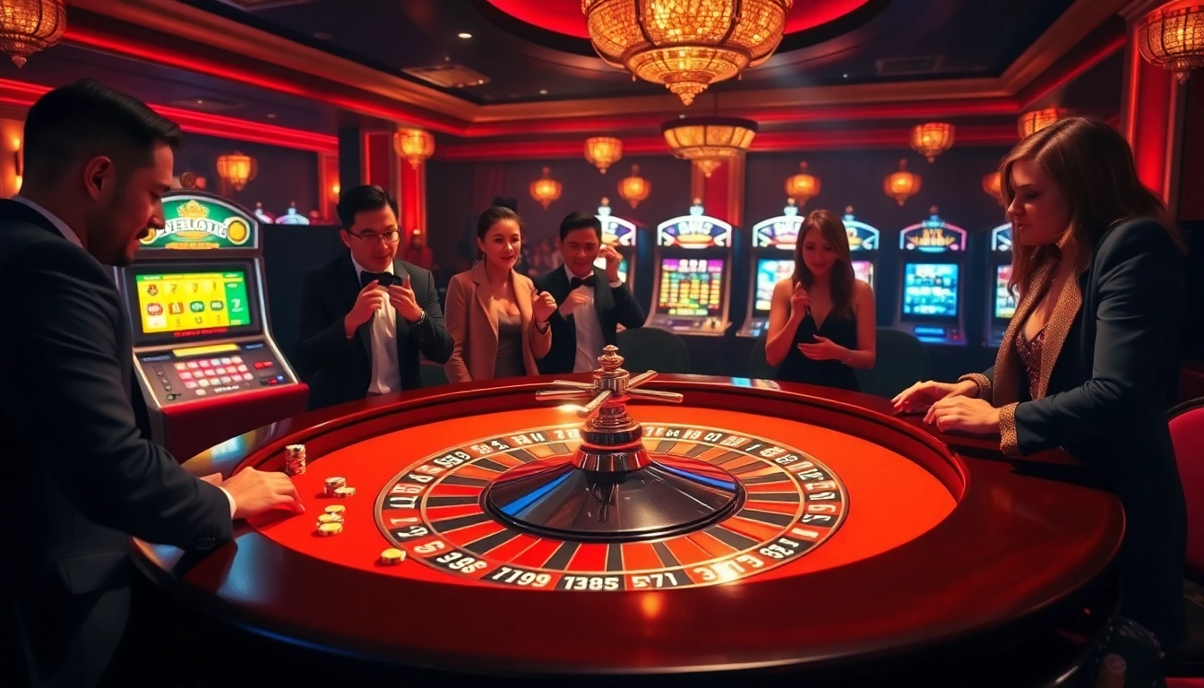 Experience the excitement of the 789BET LINK with players at a luxurious casino table.