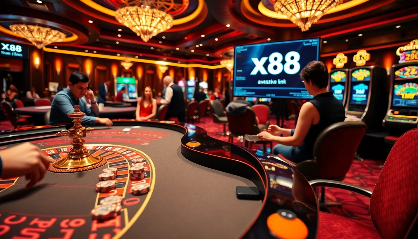 Place your bets at XX88 link, featuring a lively casino atmosphere with roulette, poker, and slot machines.