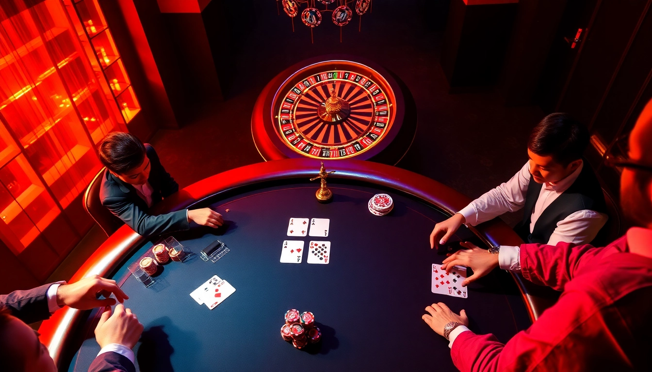 Exciting poker game scene at 99OK featuring vibrant chips and engaging players.