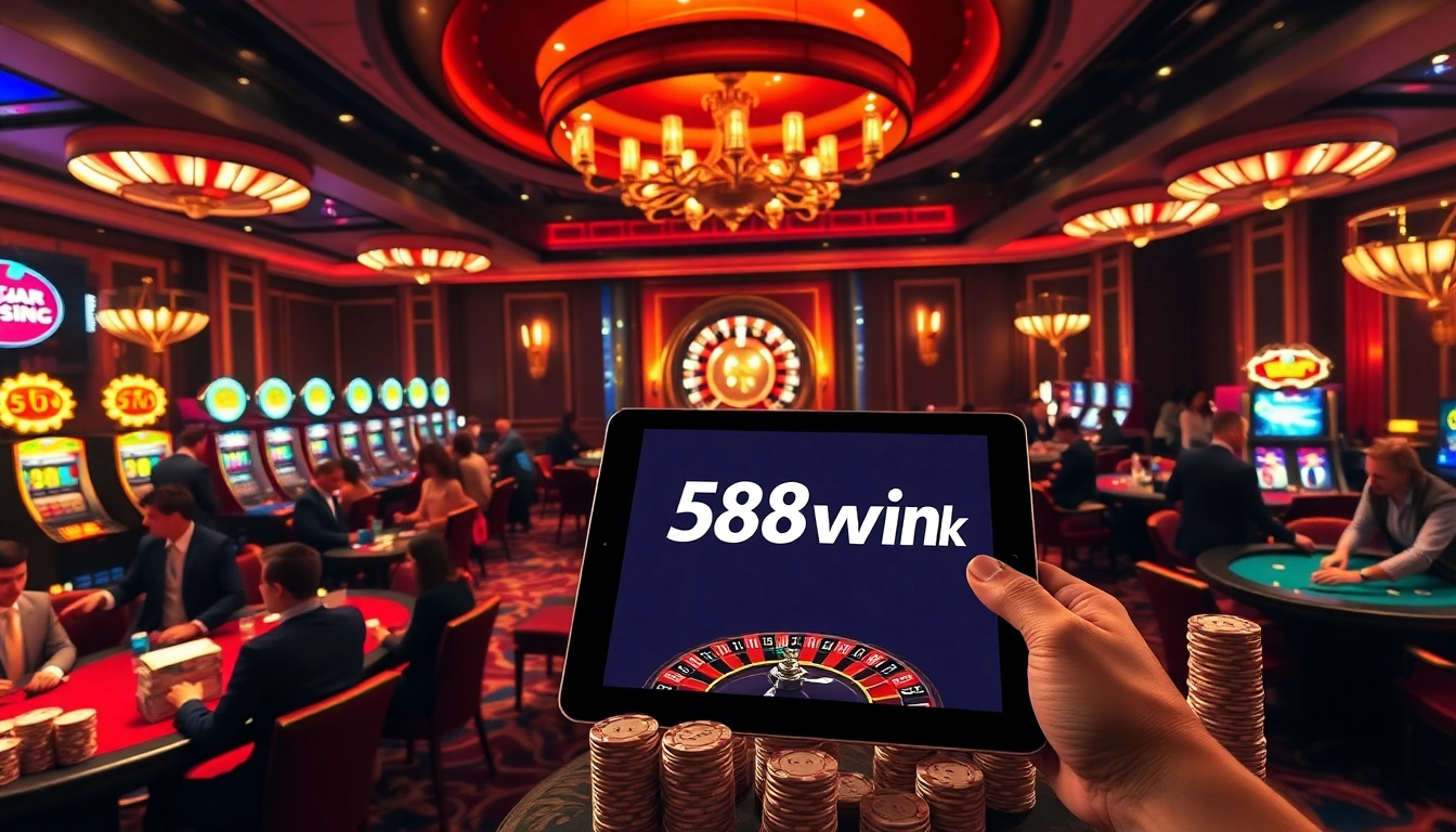 Experience thrill at https://58win.talk/ with vibrant casino scenes featuring roulette and poker.
