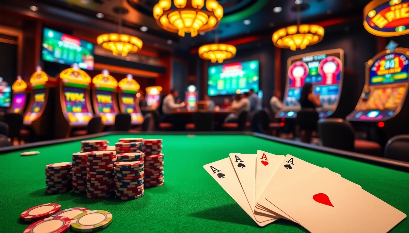 Players engage at the 222BD casino table, showcasing vibrant chips and high-stakes excitement.