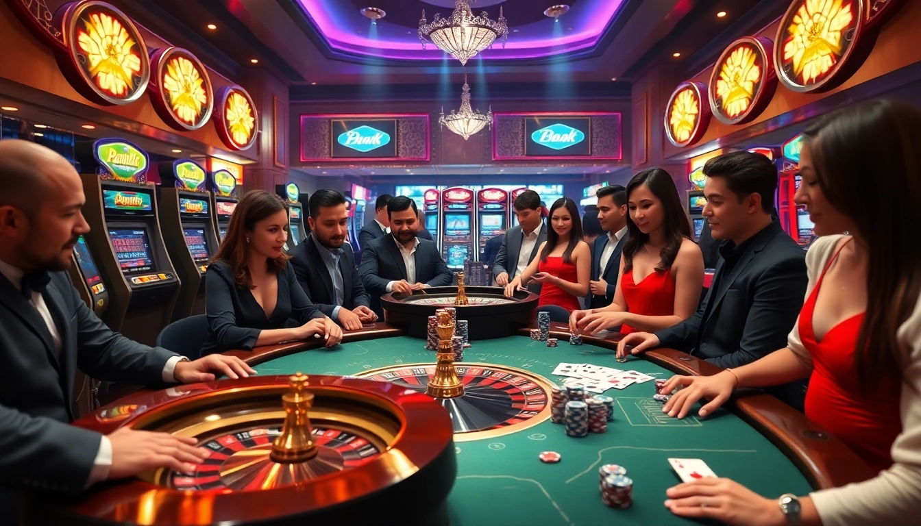 Players enjoy a lively casino atmosphere at 88vv with roulette and poker games.