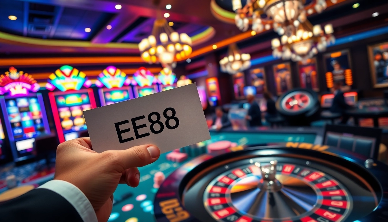 Place your bets at the EE88 casino table amidst vibrant gaming excitement.
