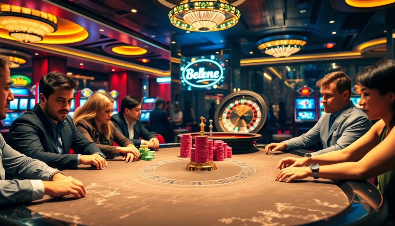 Experience the thrill of table gaming at bem88 with vibrant poker chips and roulette.