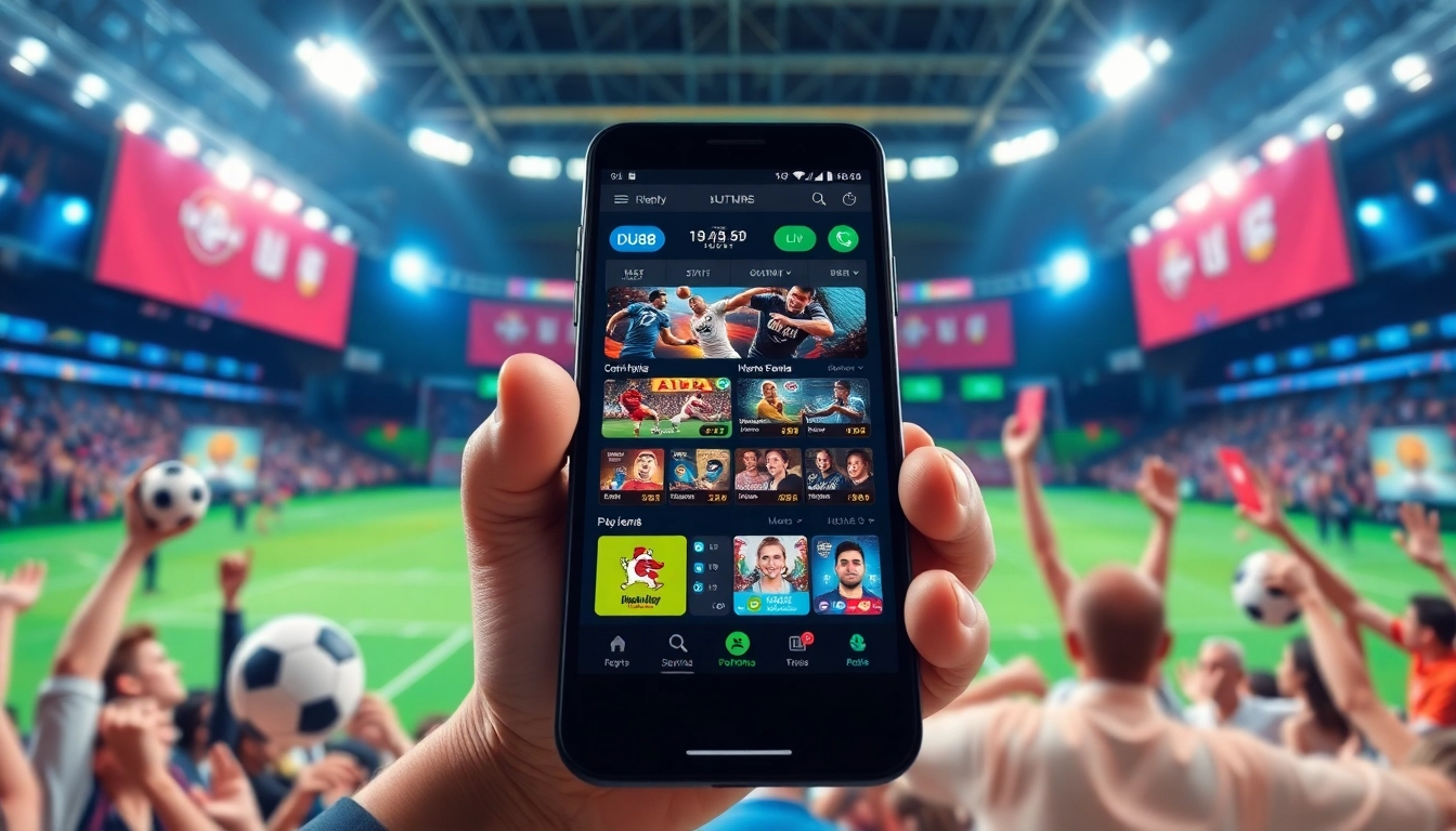 Exciting DU88 sports betting mobile app interface showcasing betting options and engaging gaming atmosphere.