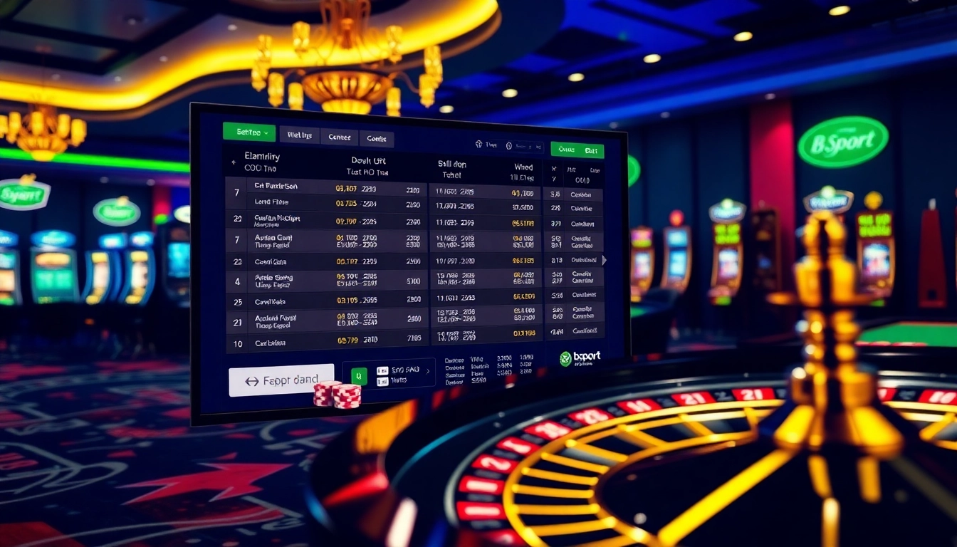Exciting online betting scene with bsport nhà cái interface, chips, and casino elements.