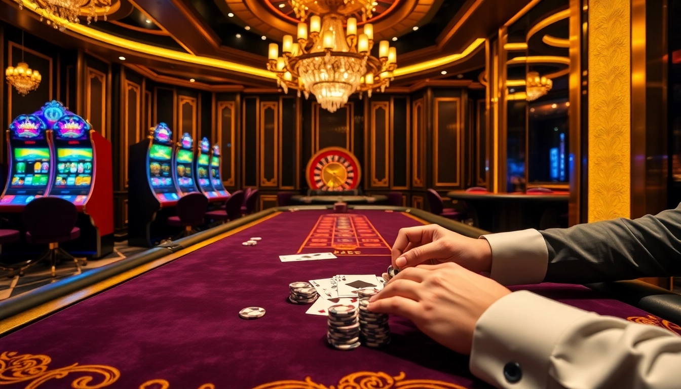 Experience the thrill of betting at Luck8 vip with vibrant casino visuals featuring poker, roulette, and slot machines.