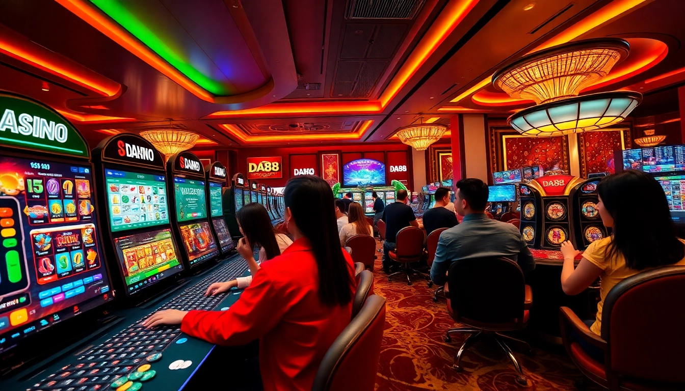 Exciting DA88 gaming experience with players engaged in various casino games.