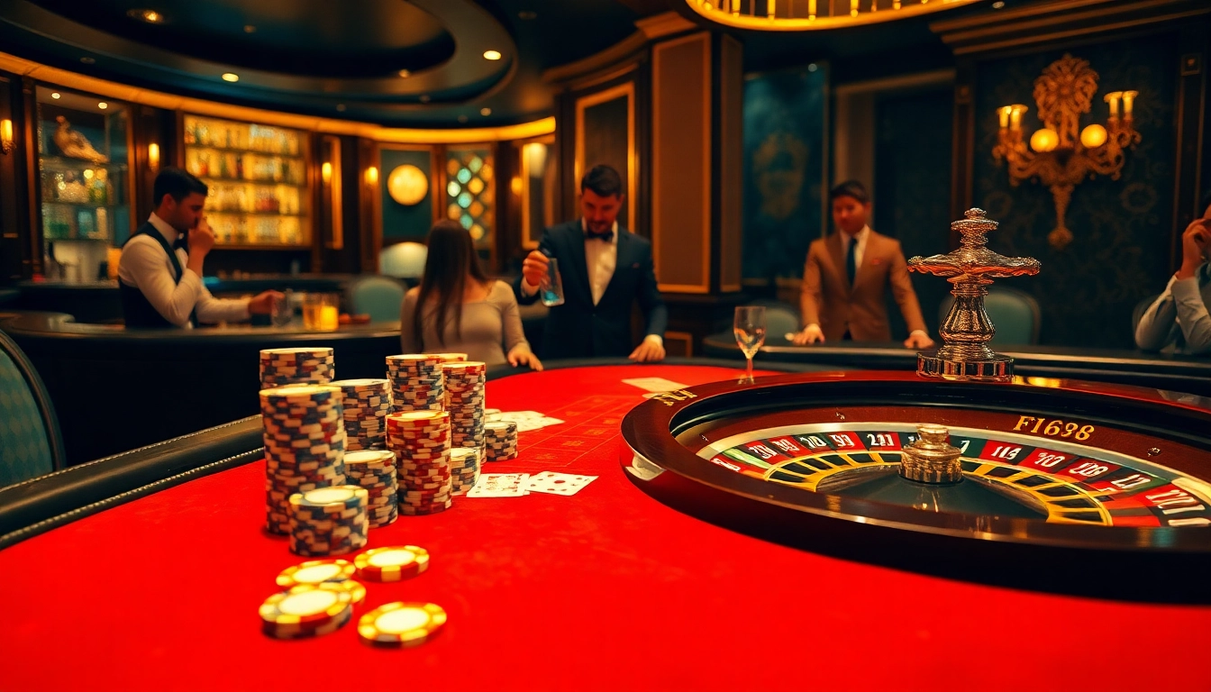 Experience thrilling gameplay at https://f168.faith/ with vibrant casino tables and engaged players in an upscale environment.