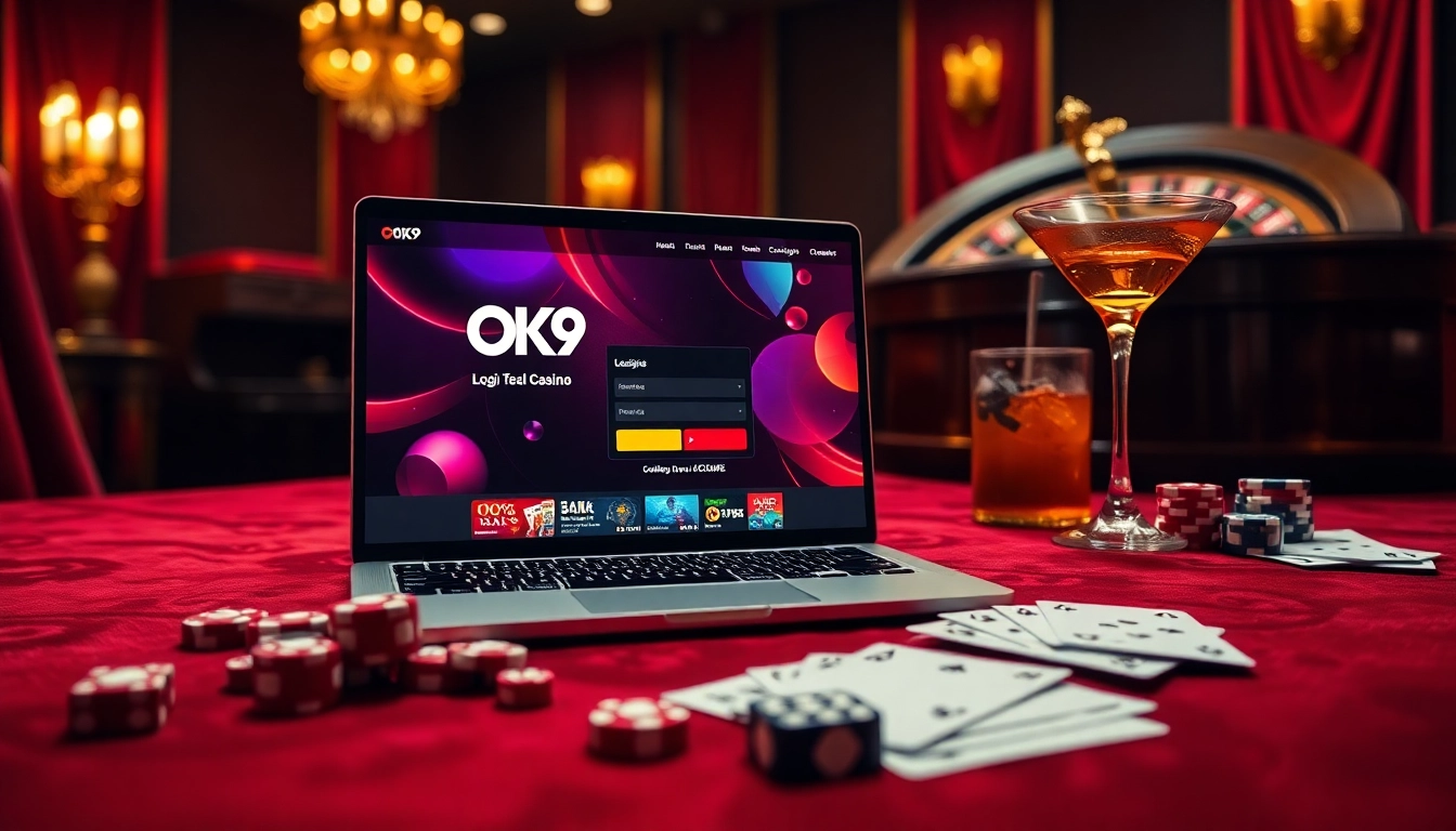 Engaging in online gaming at OK9, showcasing the thrill of casino action and the easy login process.