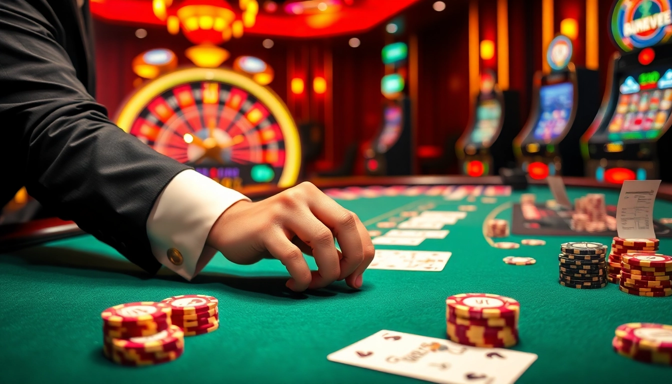 Experience thrilling gameplay at https://sumvip.app/ with luxurious poker tables and vibrant casino ambiance.