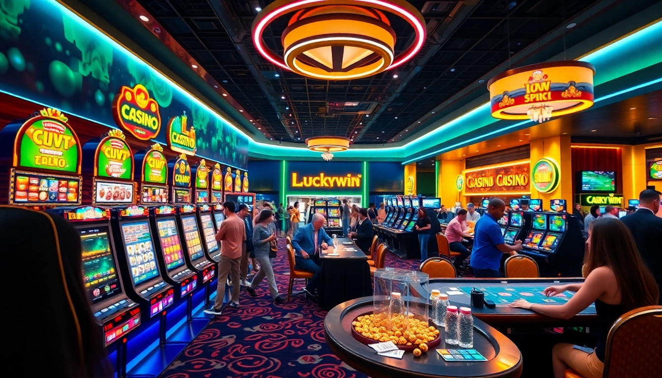 Experience the exciting online gaming world at https://luckywin.name, showcasing colorful slot machines and dynamic table games.