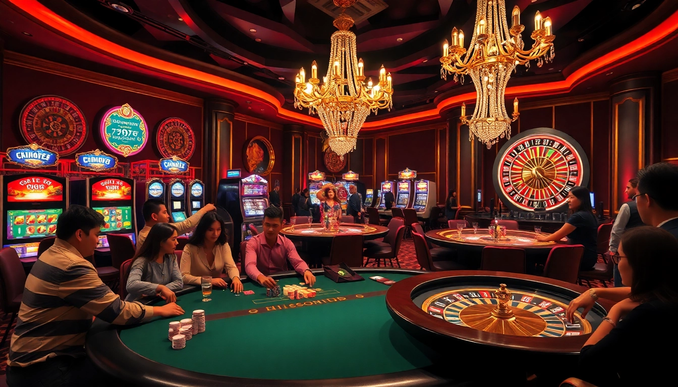 Capture the essence of 789f with players enjoying high-stakes poker in an elegant casino setting.