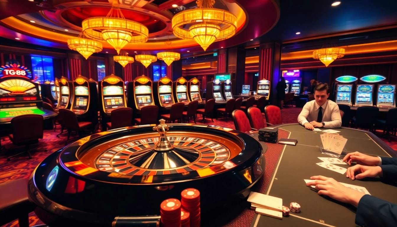 Experience thrilling gameplay at TG 88 with vibrant casino tables, chips, and dynamic betting action.