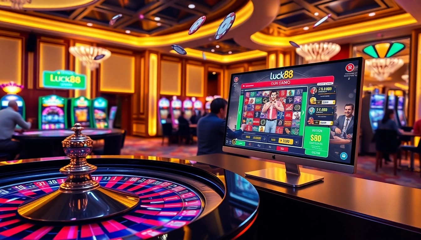 Gambling excitement with vibrant slots and roulette from https://luck88com.net/ showcasing online casino thrill.