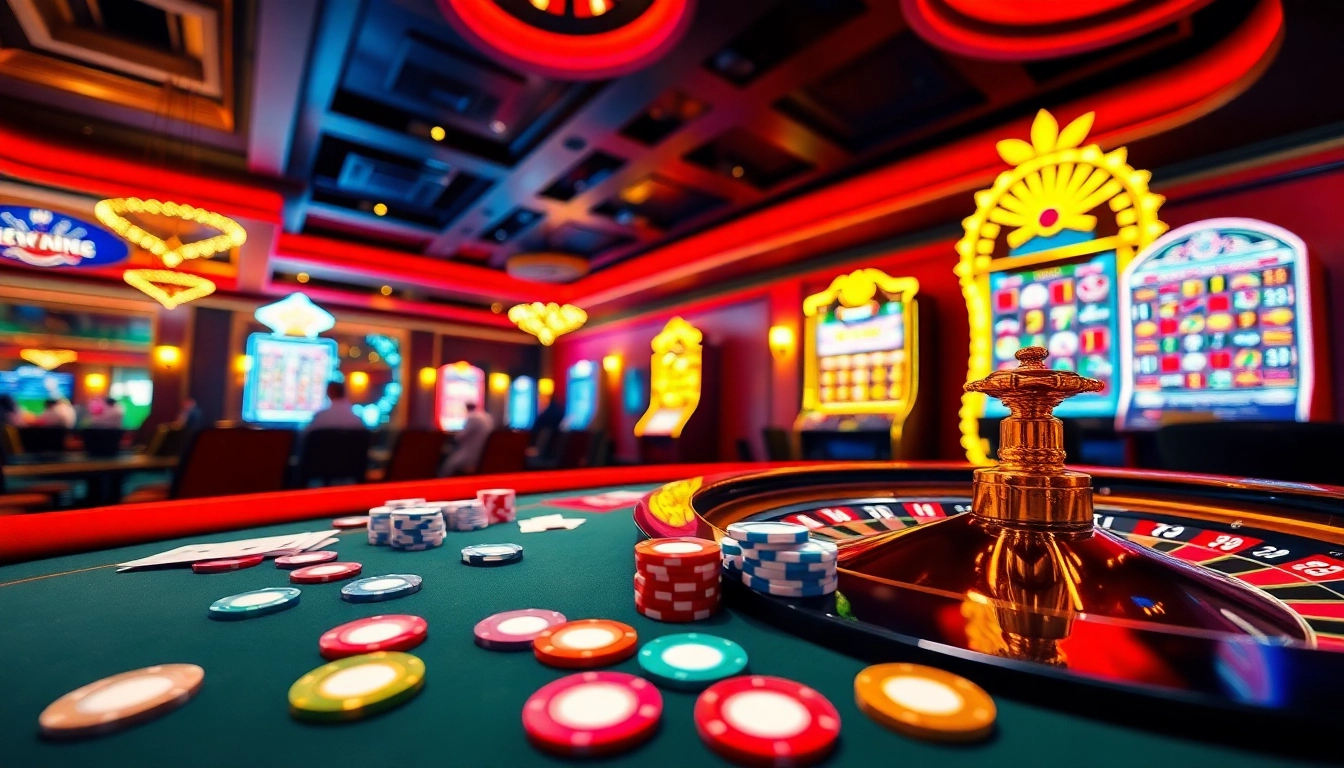 Experience the thrill of gambling at 69VN with vibrant casino tables and exciting slot machines.