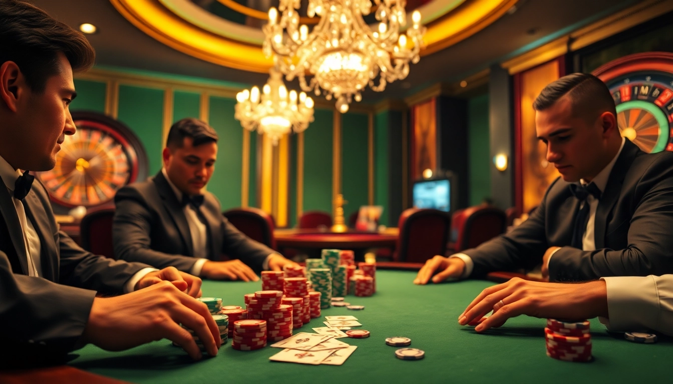 Engage with thrilling poker action at https://tylebongdatructuyen.org/ showcasing vibrant chips and focused players.