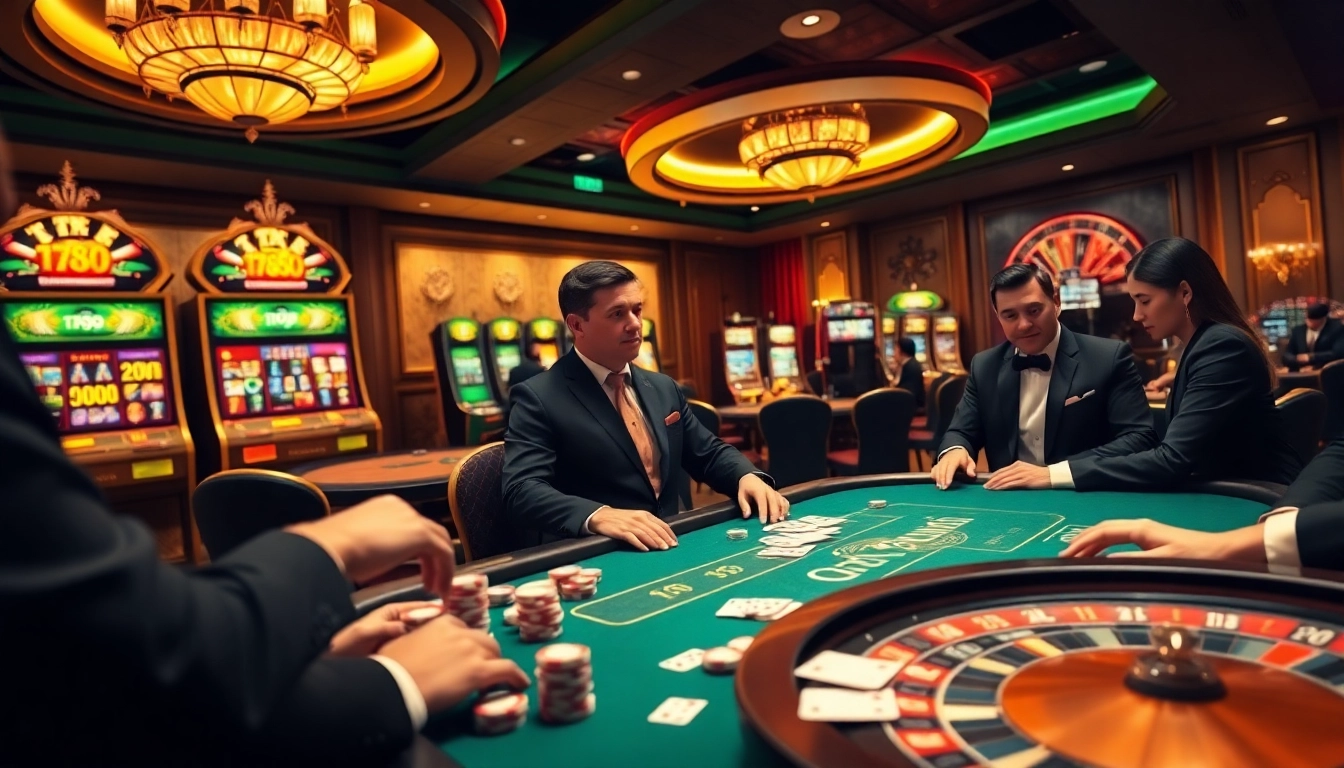 Excited players at TX88 casino table winning with poker chips and cards.