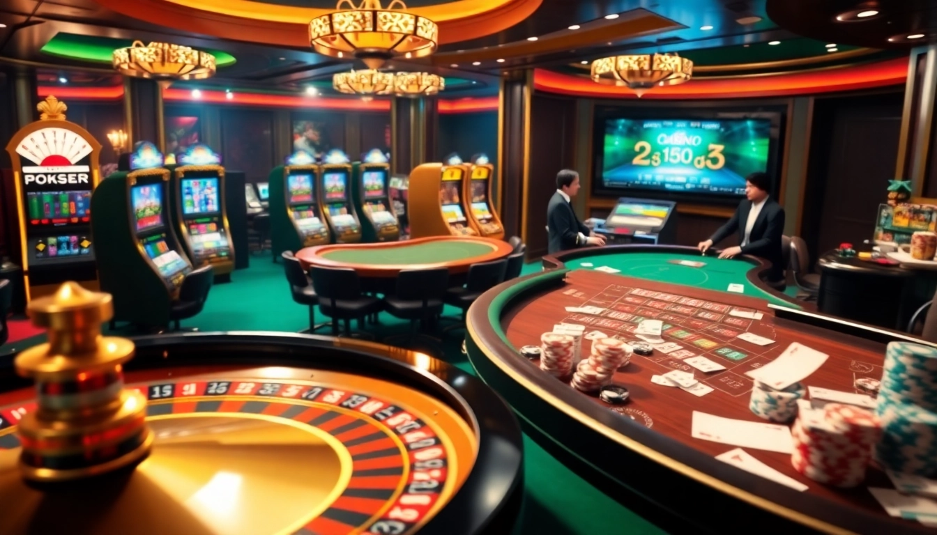 Exciting gaming action at loto188.gb.net with roulette, poker chips, and a vibrant casino atmosphere.