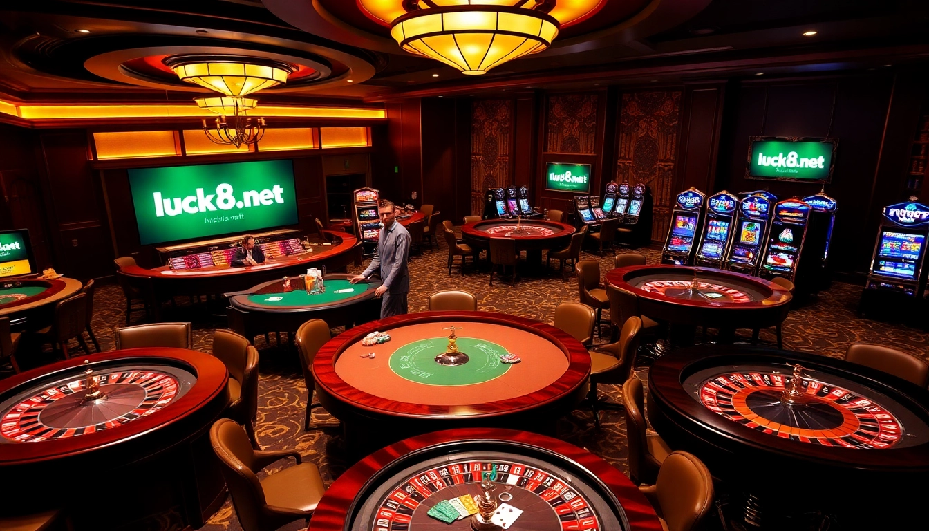 Người chơi thưởng thức các trò chơi casino tại https://luck8.net, thể hiện sự phấn khích và sang trọng trong một môi trường hấp dẫn.