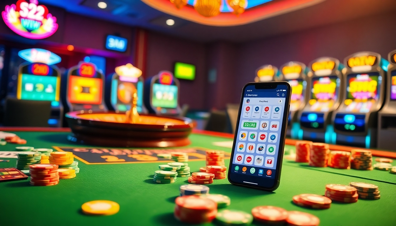 Experience the thrilling atmosphere at Trang chủ 32win, showcasing vibrant casino elements and exciting gaming interfaces.