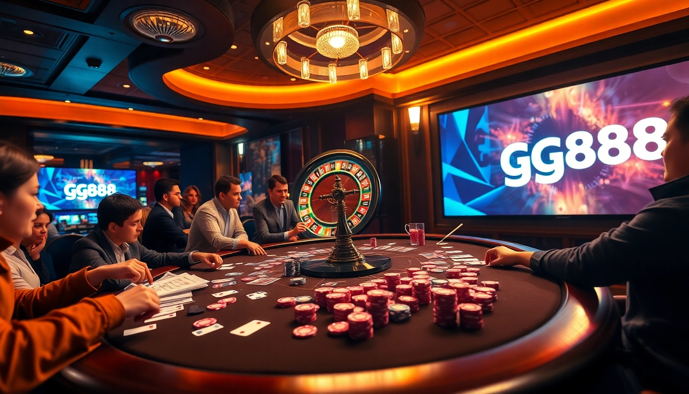 Experience thrilling gameplay at https://gg88.biz/ in an upscale casino ambiance filled with poker action.