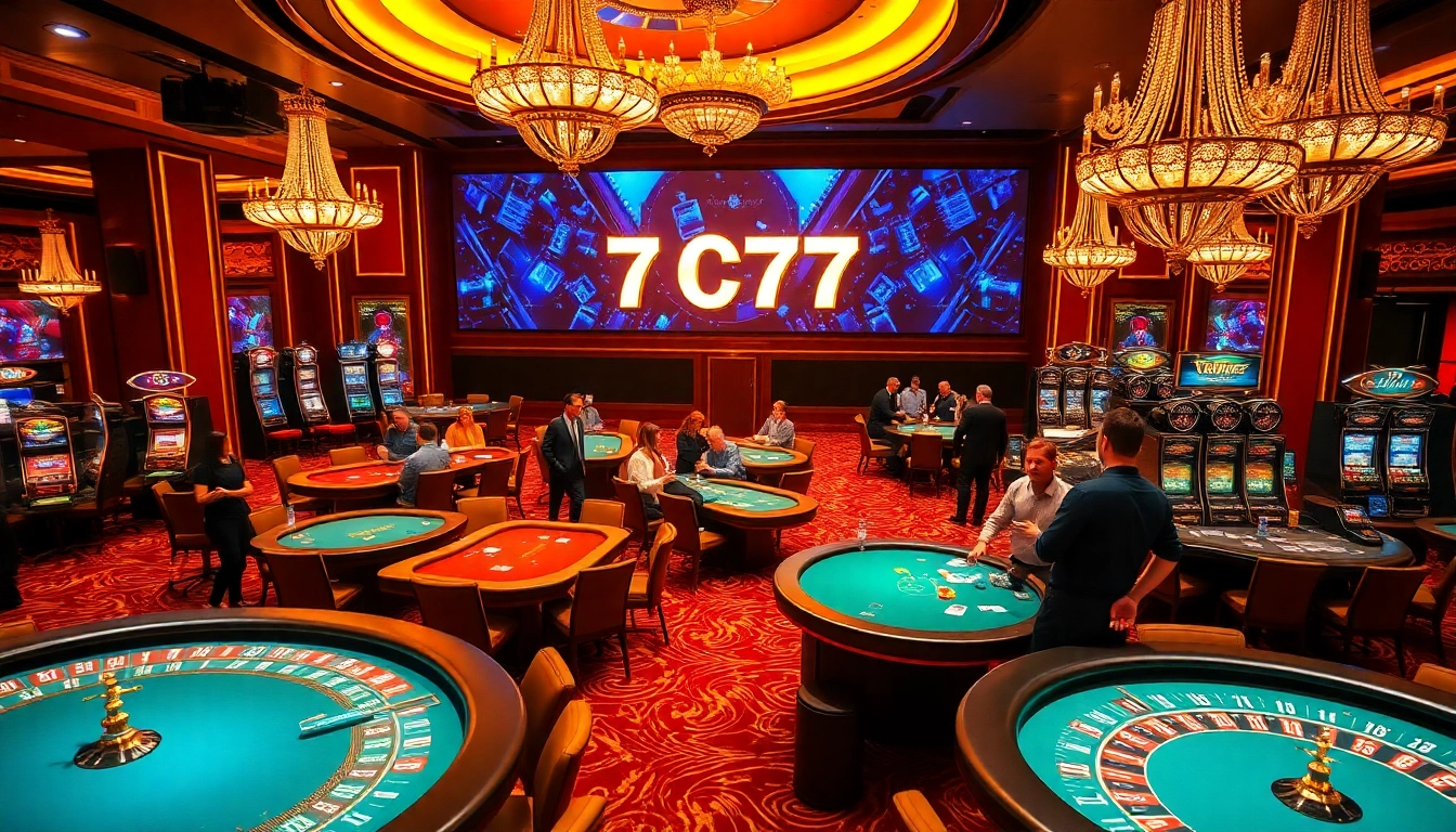 Playing high stakes at 7C77 casino with immersive games and vibrant atmosphere.