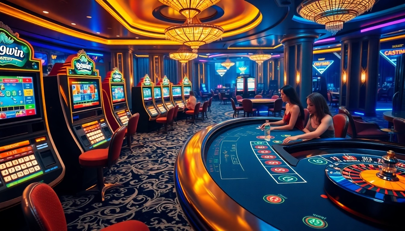 Engaged players at a luxurious casino table, showcasing excitement and strategy in a 99win gaming experience.