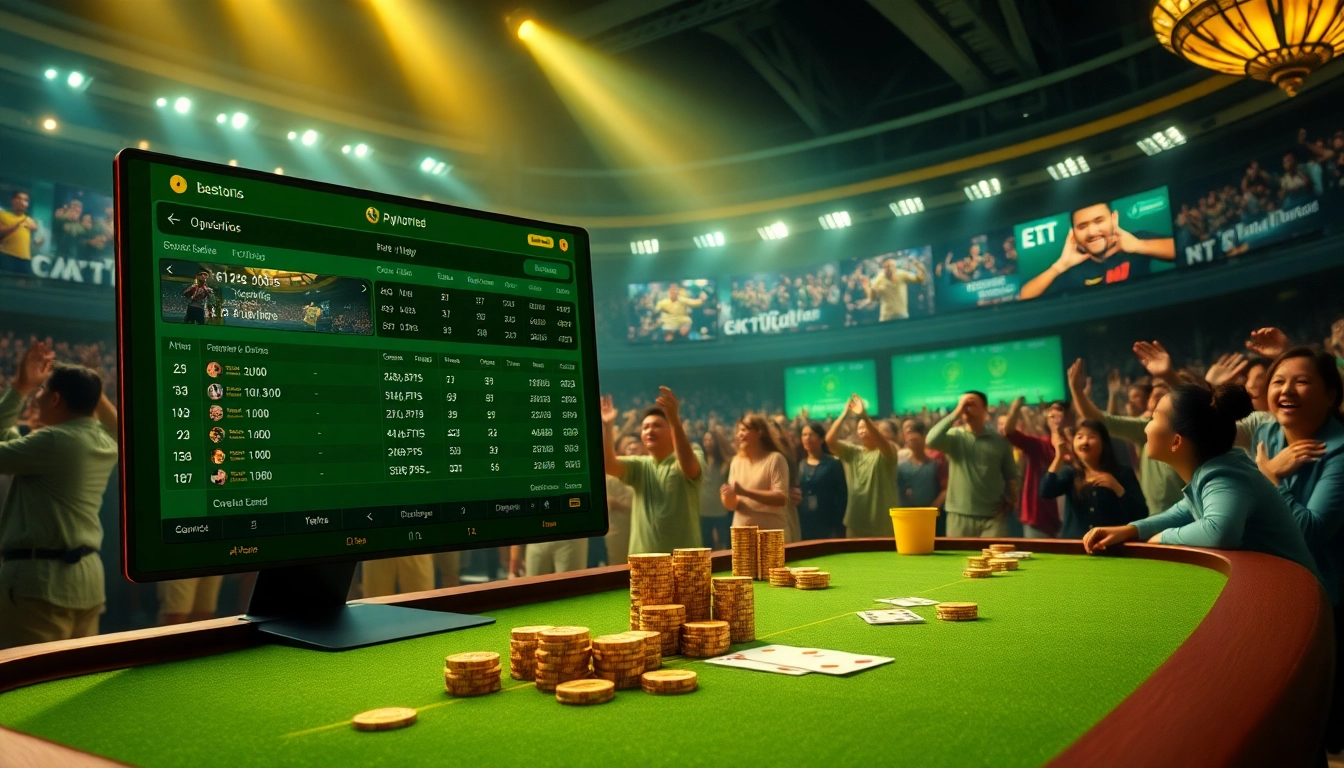 Cá độ bóng đá online betting interface showing exciting sports betting options and luxurious casino elements.