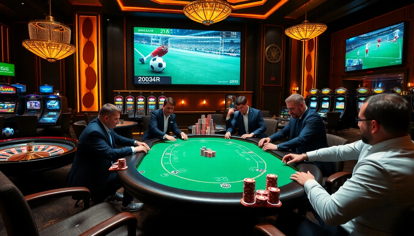 Bong da lu88 updates featured amidst a high-stakes poker game in a luxurious casino setting