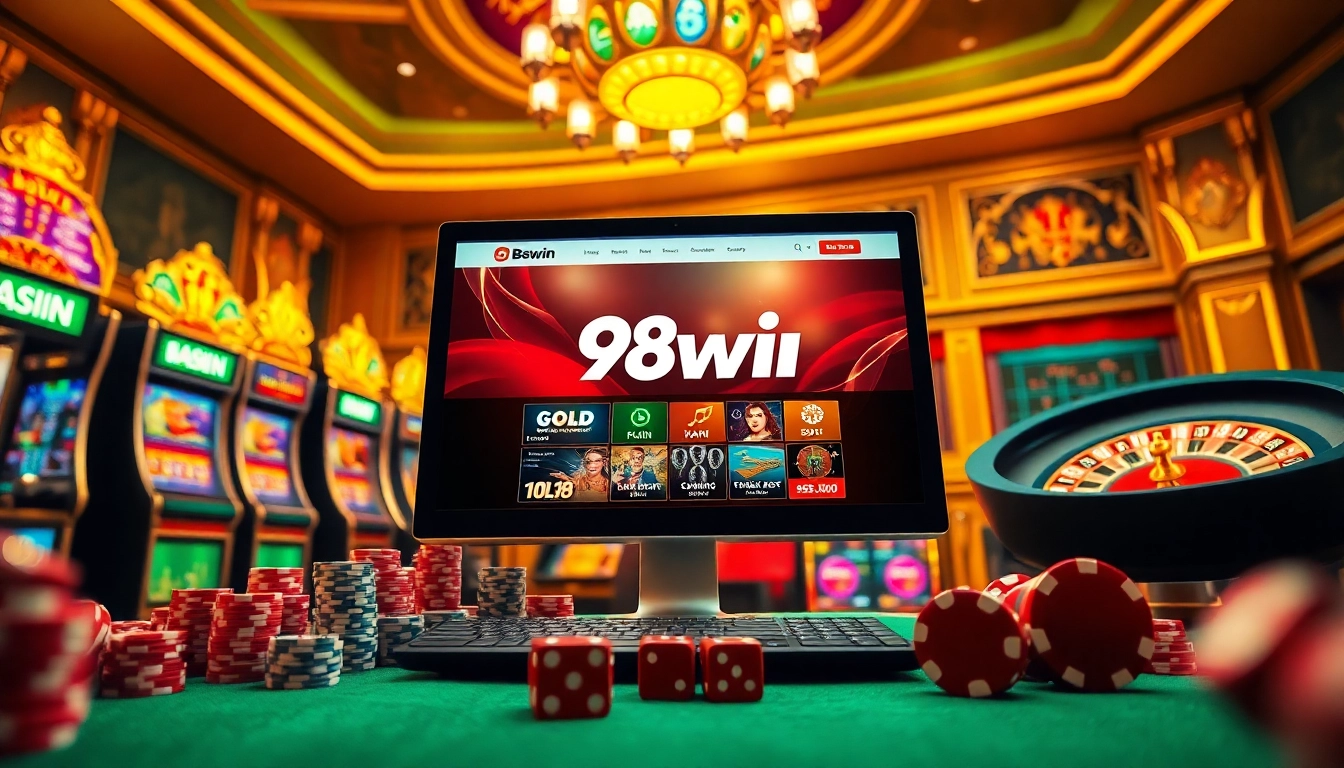 Exciting online gambling interface on link 98win with vibrant casino elements.