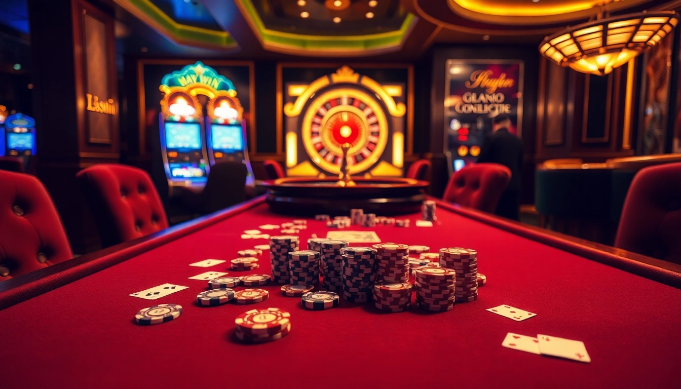 Experience thrilling gameplay at hay.win with vibrant casino tables showcasing poker chips and cards.