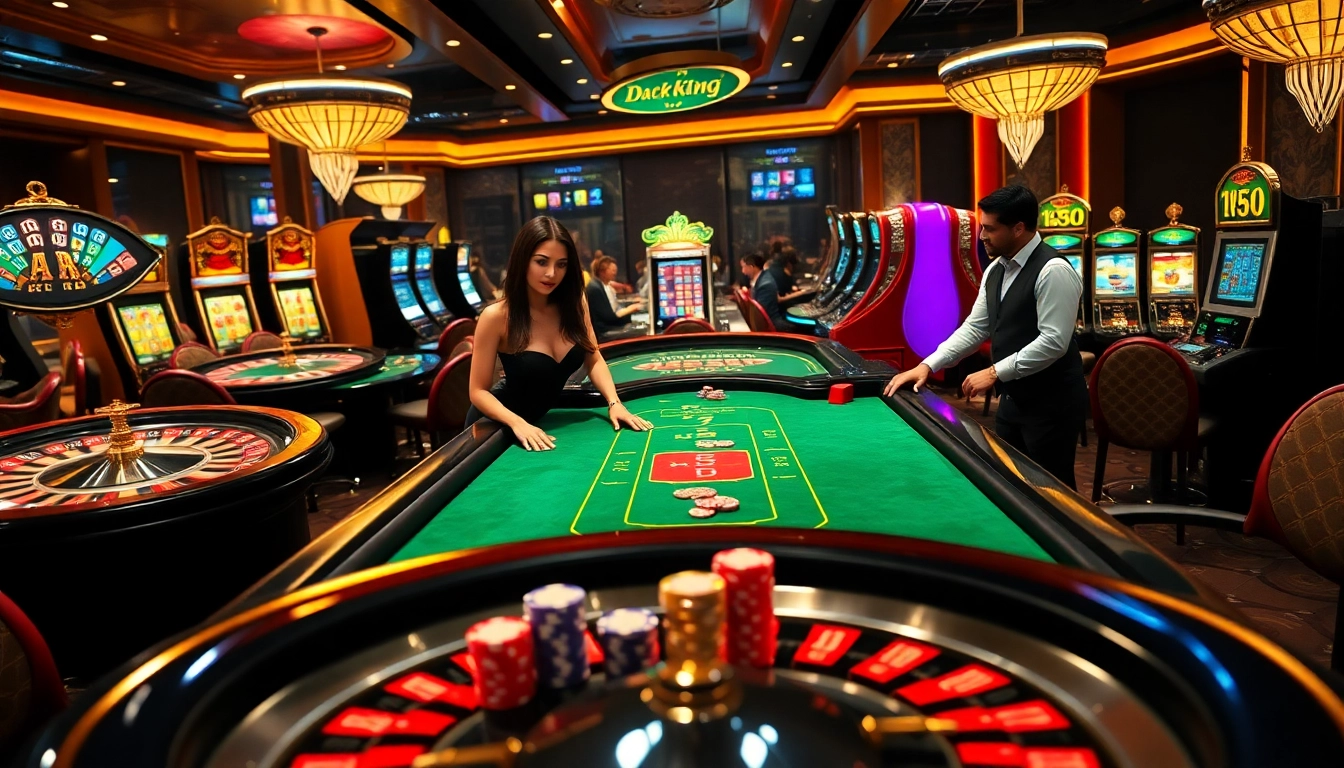 Engage in thrilling games at 79king casino with poker tables and roulette wheels under luxurious lighting.