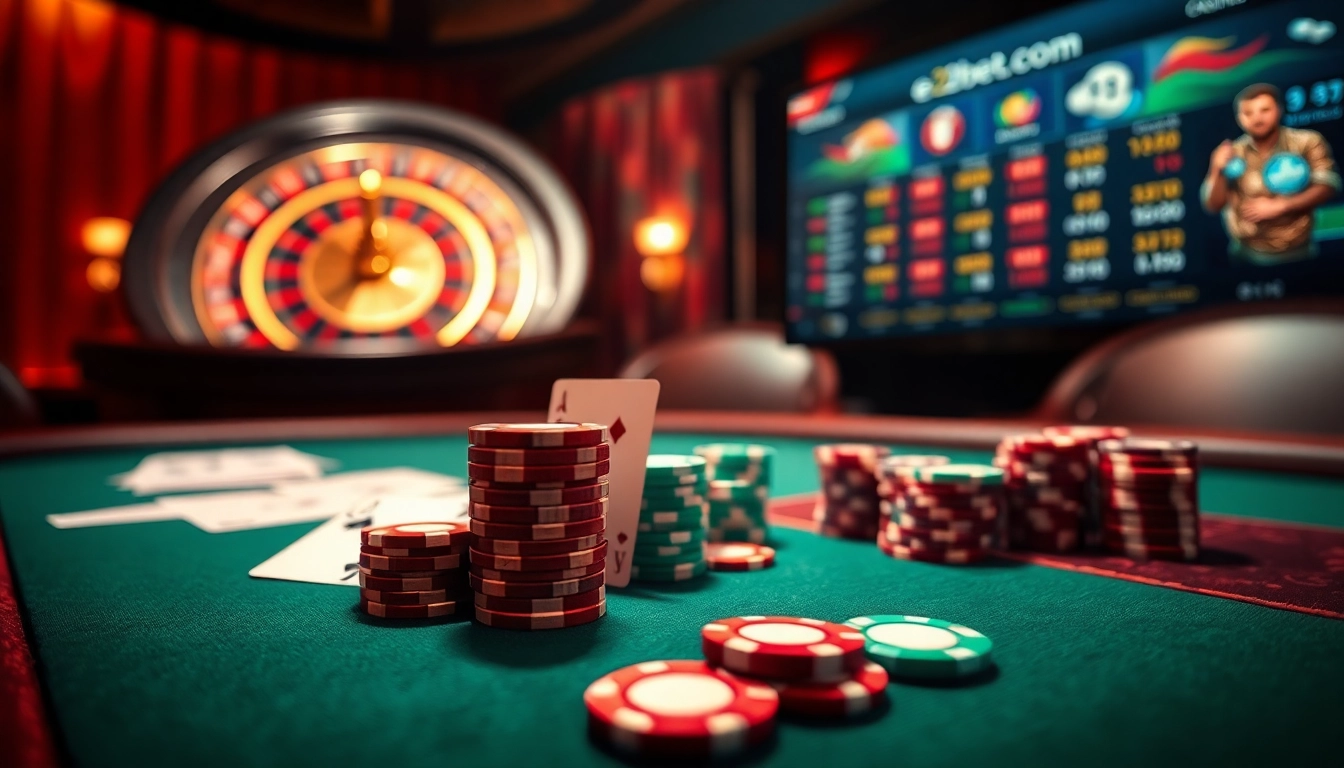 Experience thrilling gaming at e2bet.com, showcasing poker, roulette, and online betting excitement.