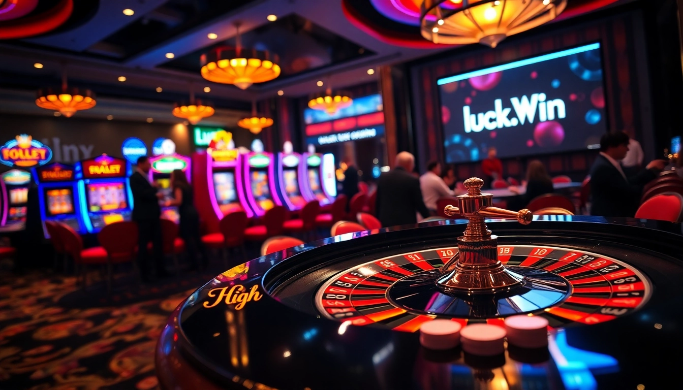 Experience exhilarating gameplay at lucky.win with vibrant casino tables and slot machines.