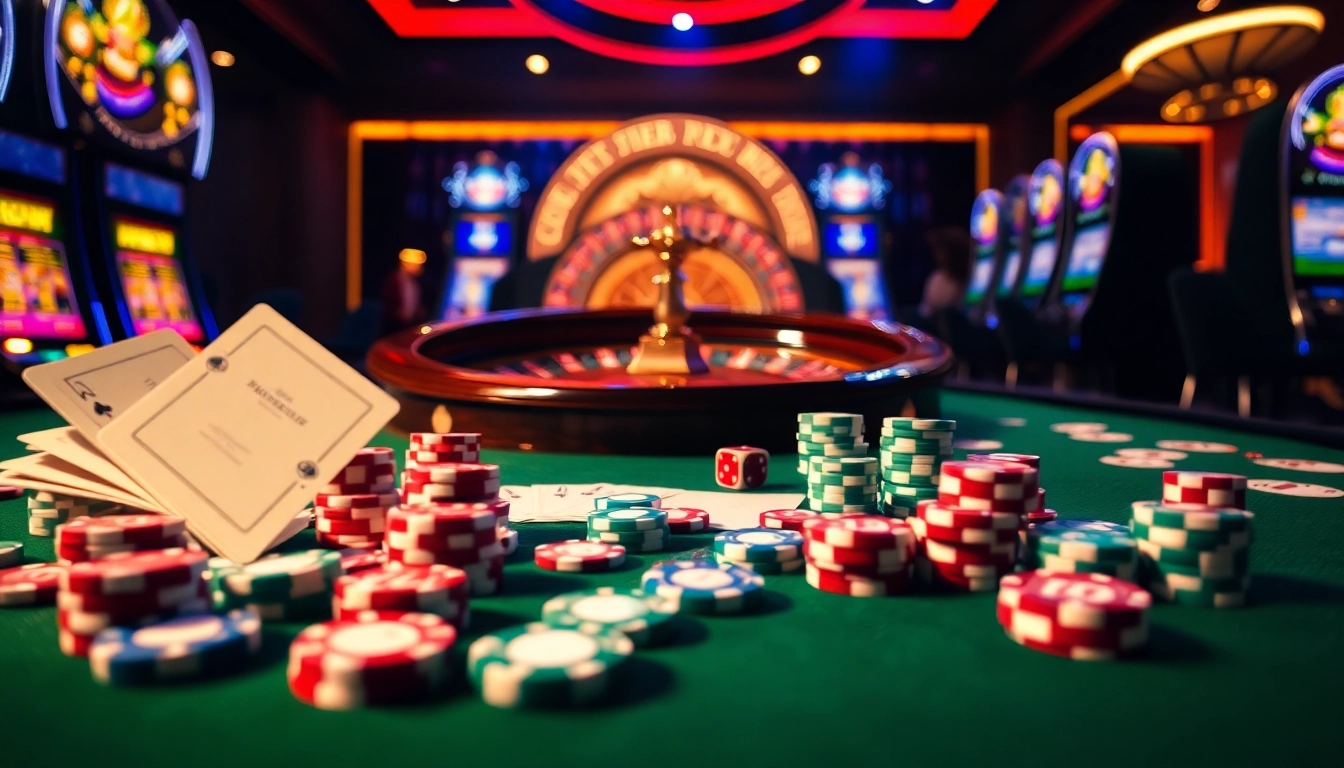 Engaging online gambling scene showcasing the reputable Nhà cái uy tín BJ88 with vibrant casino elements.