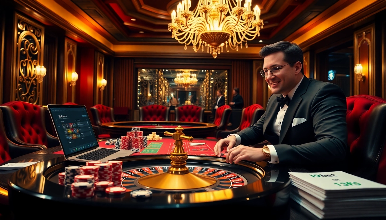 Engaging casino scene at https://i9bet2h.club with poker chips and roulette wheel, showcasing luxury gaming.