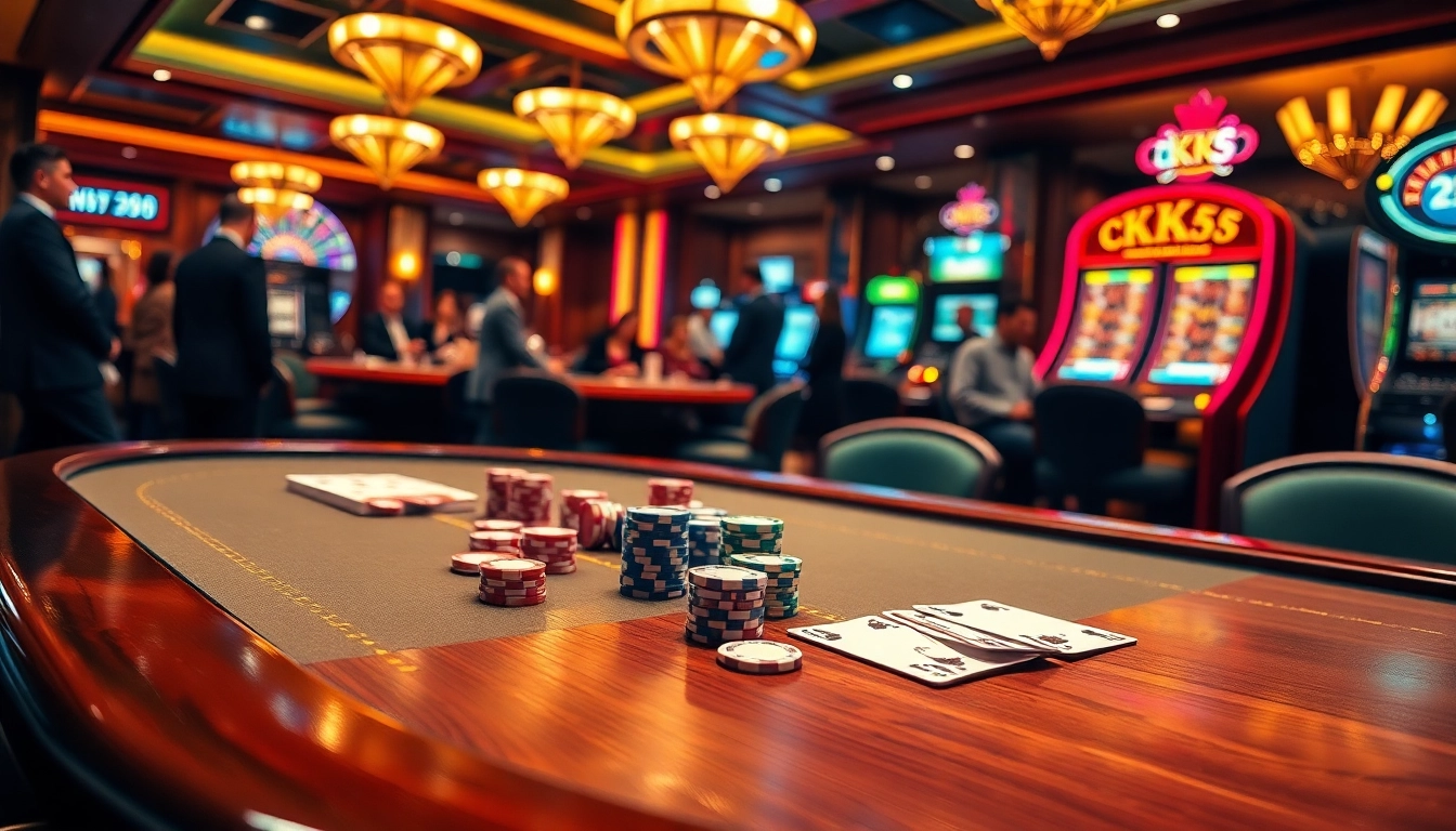 Experience excitement at KK55 casino with high-stakes poker and spinning roulette wheel.
