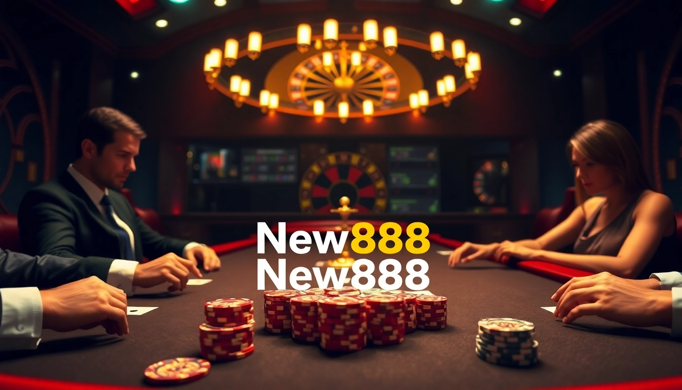 Experience New888's thrilling casino atmosphere with high-stakes poker and roulette.