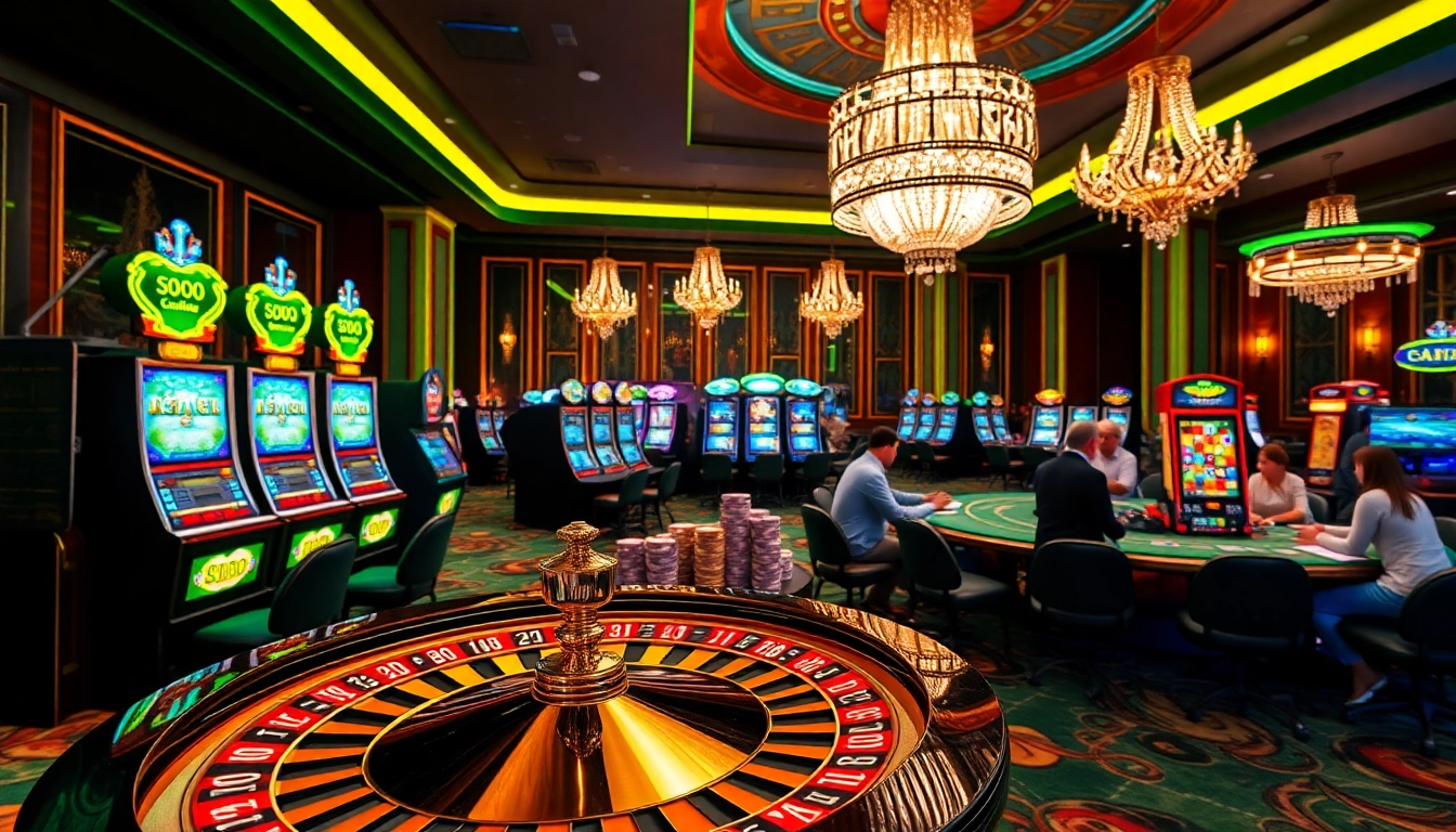 SODO casino scene showcasing thrilling games and luxurious decor, capturing gamblers' excitement.