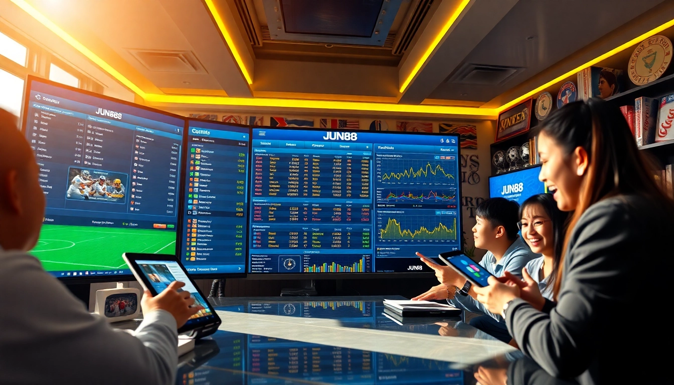Experience the thrill of online sports betting at https://jun88pl.com/ with a vibrant digital betting interface.