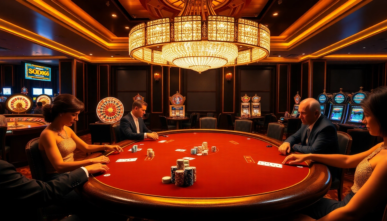 SODO66 high-stakes poker game featuring vibrant chips and cards in an opulent setting