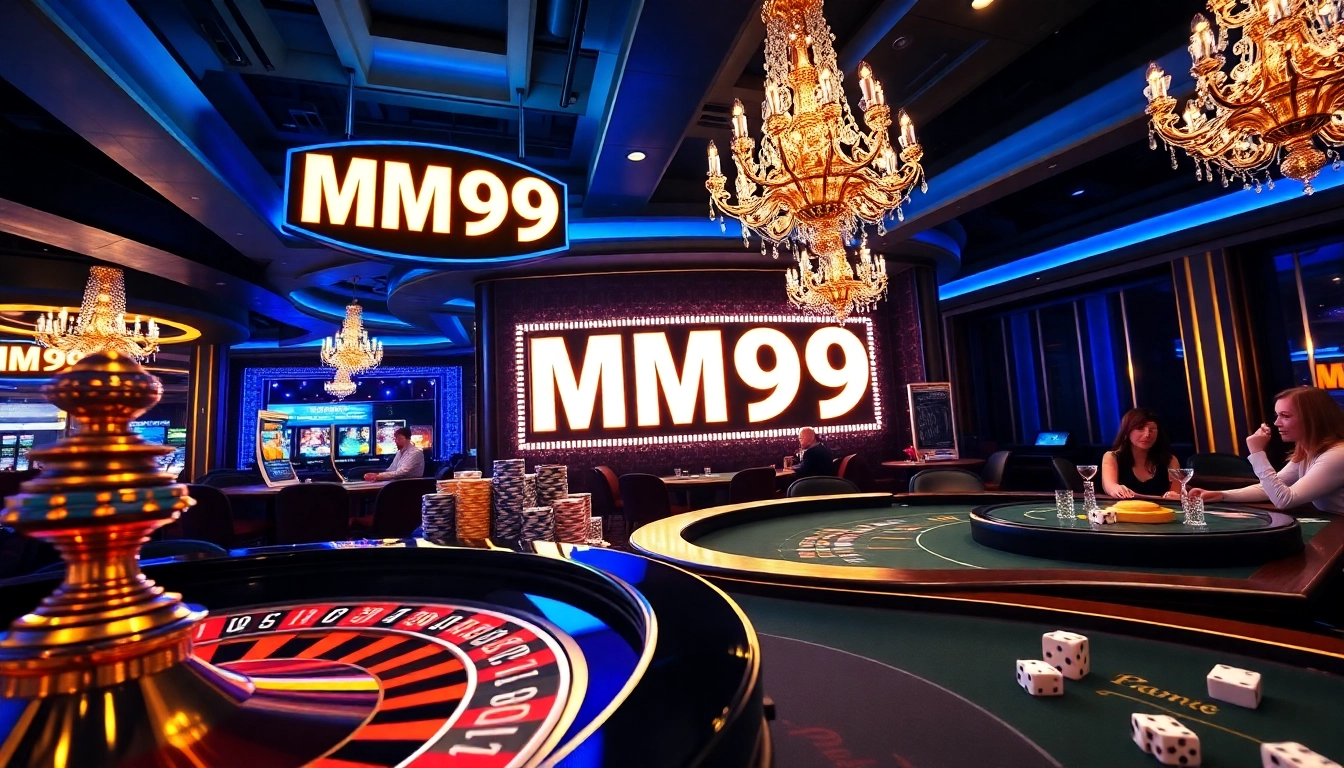 Experience the thrill of MM99 at a luxurious casino featuring poker, roulette, and vibrant gameplay.