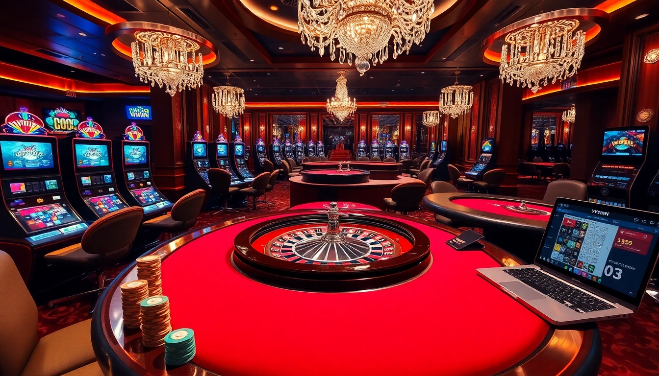 Players enjoying games at the luxurious VVVWin casino, showcasing roulette and poker excitement.